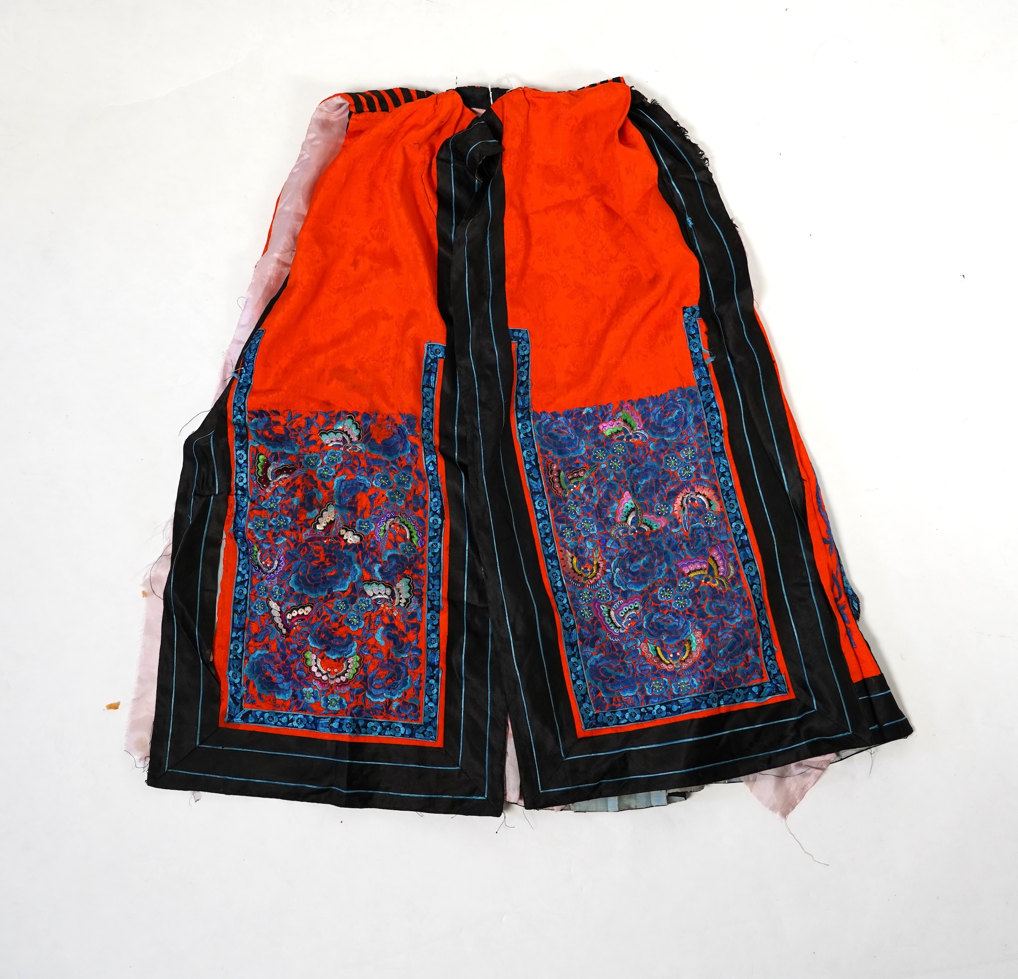 A late 19th century Chinese embroidered skirt, now made into a tunic